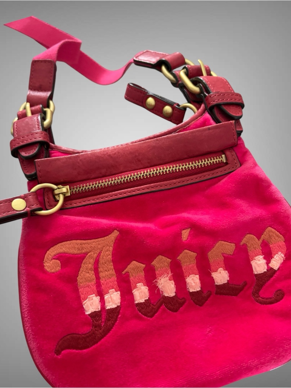 Vintage Y2k Juicy Couture hot pink velvet crossbody bag